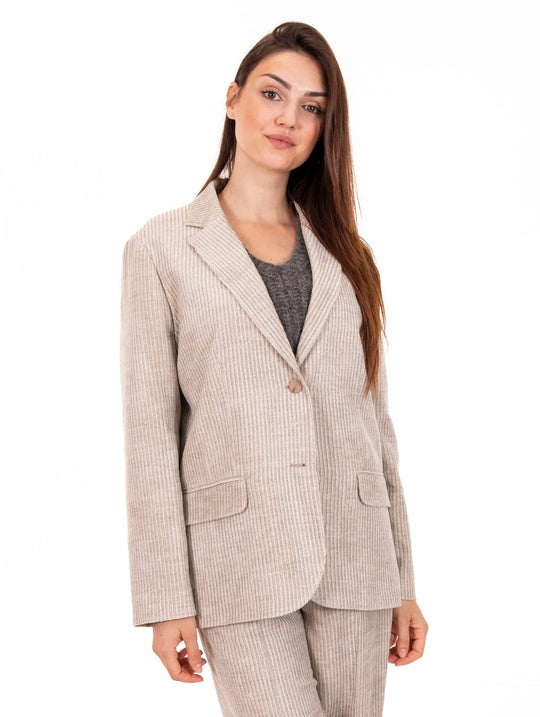 Single-Breasted Alysi Jacket in Ribbed Viscose Velvet Gray