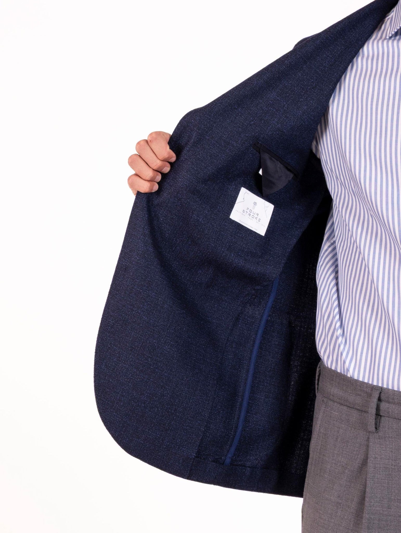 Giacca Sartoriale Four Stroke in Lana Vergine Blu