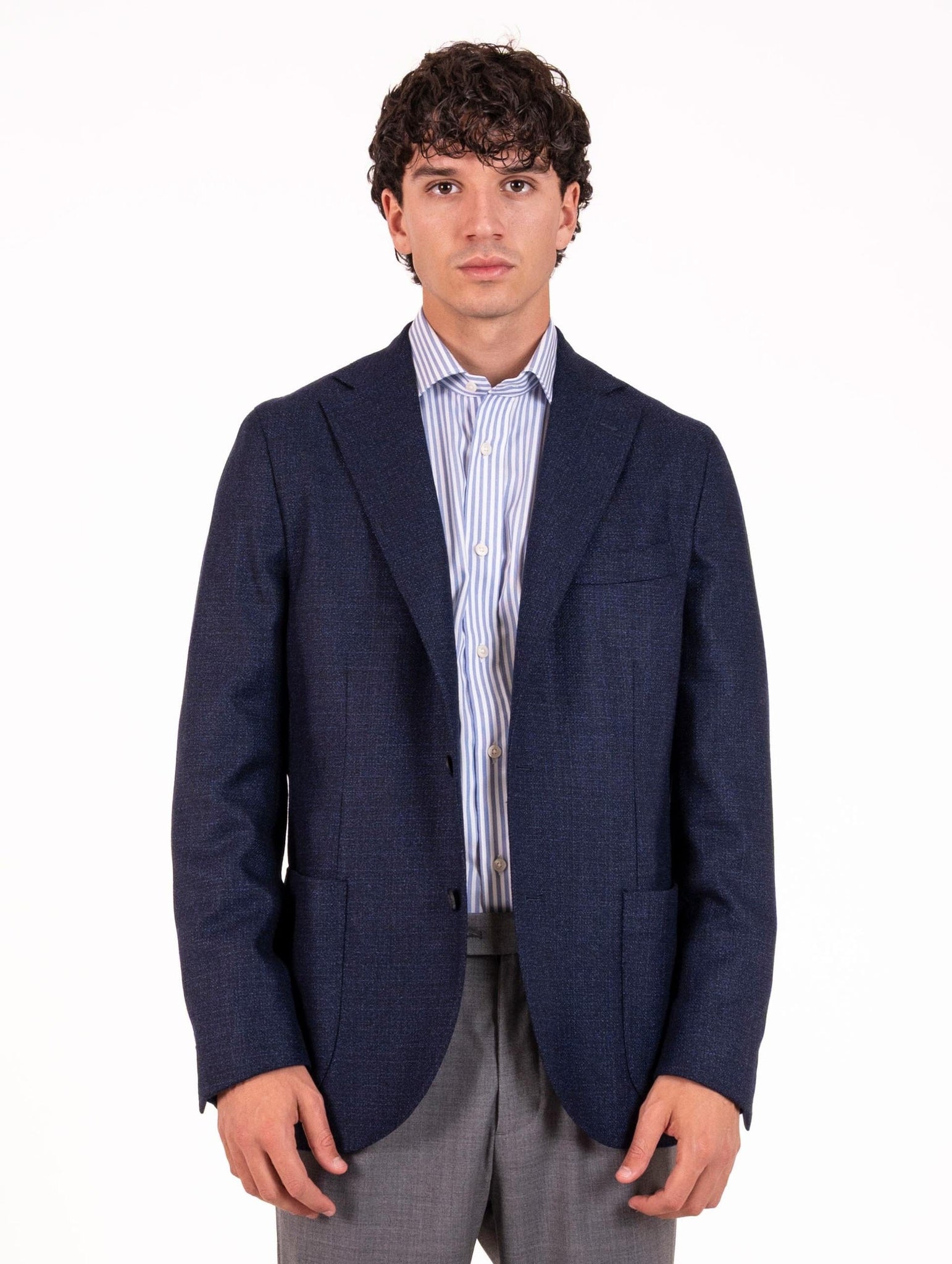 Giacca Sartoriale Four Stroke in Lana Vergine Blu