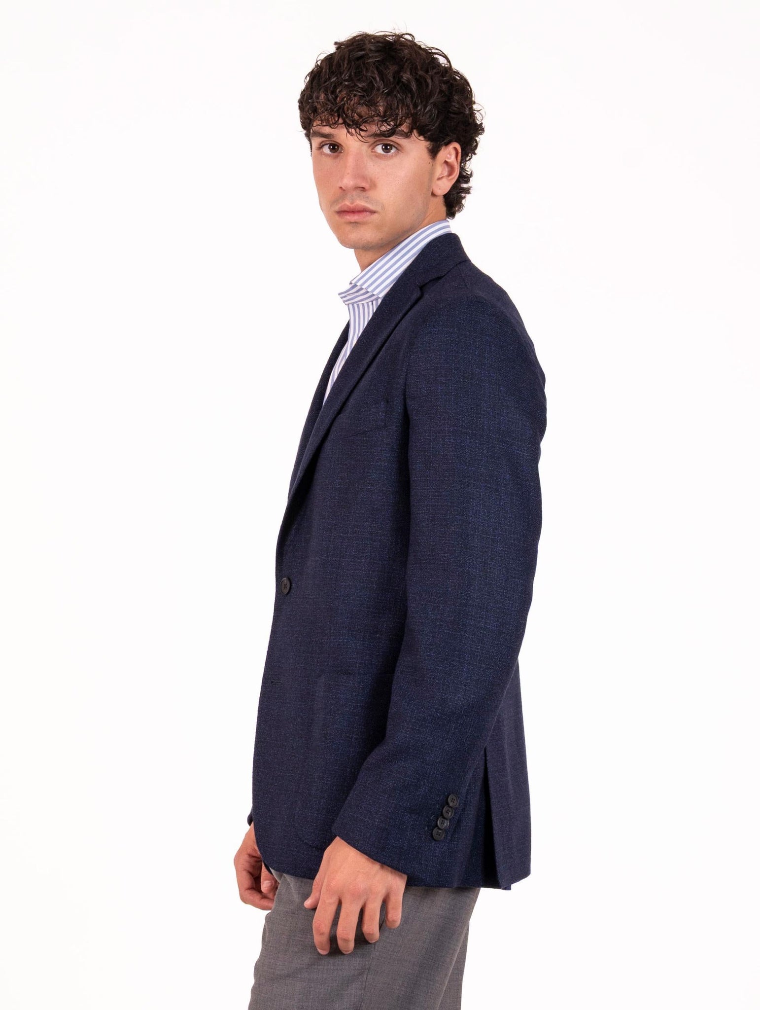 Giacca Sartoriale Four Stroke in Lana Vergine Blu