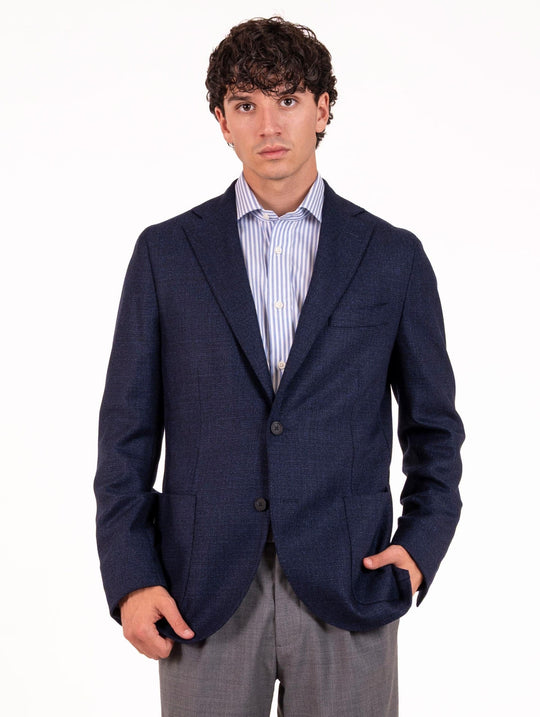 Giacca Sartoriale Four Stroke in Lana Vergine Blu