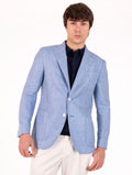 Giacca Sartoriale Four Stroke in Lino e Lana Vergine Azzurro