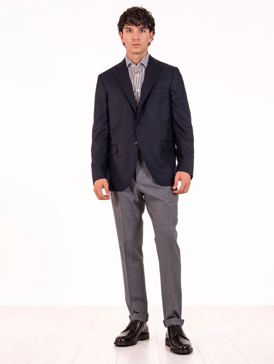 Giacca Sartoriale Four Stroke Tessuto Loro Piana Australis Super 150's Merinos Blu Notte