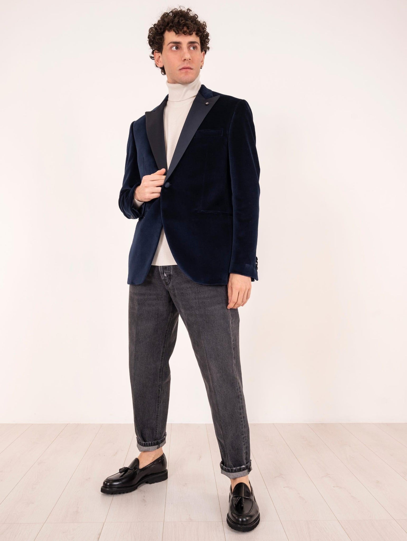 Giacca Smoking Luigi Bianchi Mantova in Velluto Blu