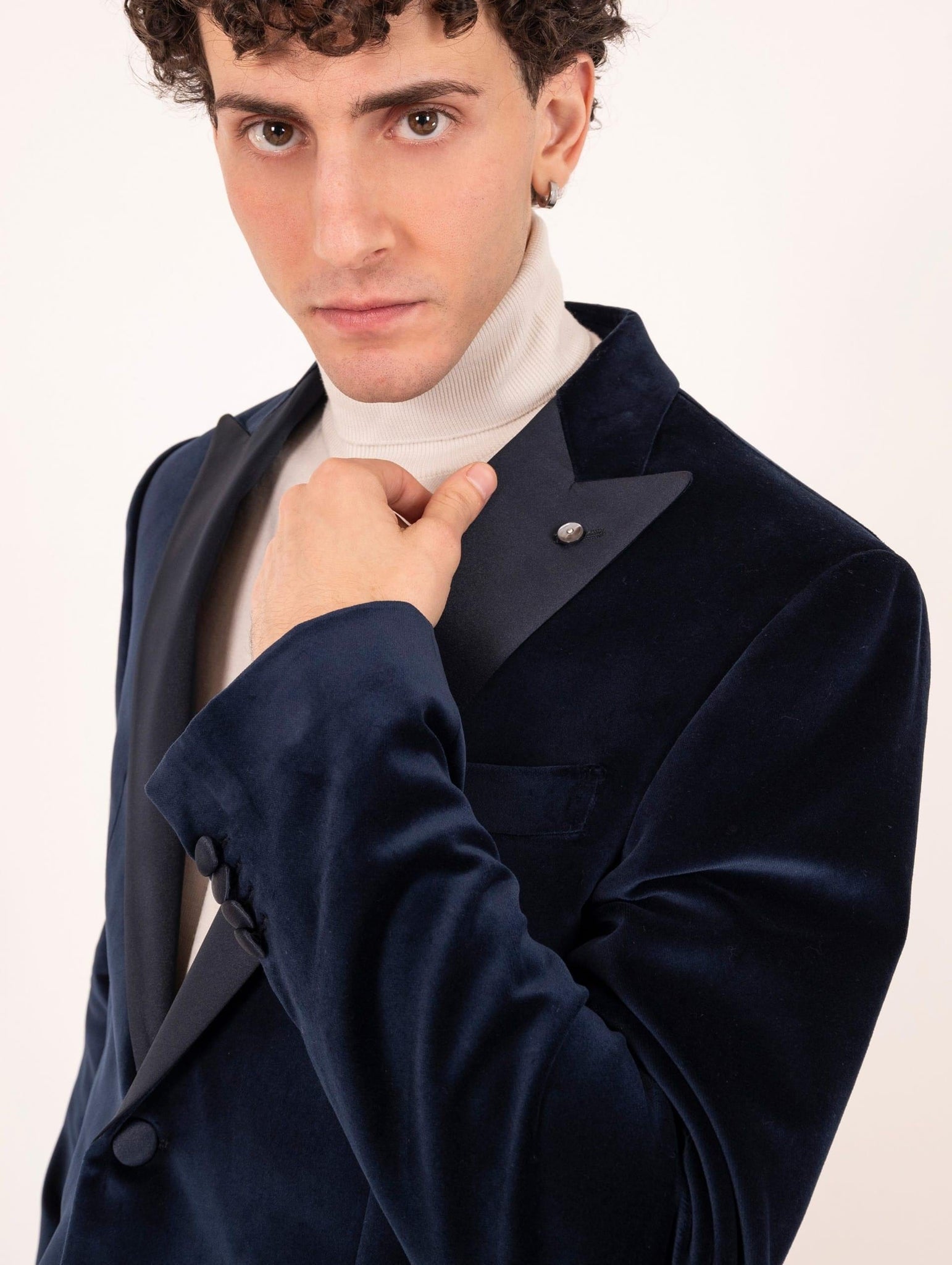 Giacca Smoking Luigi Bianchi Mantova in Velluto Blu