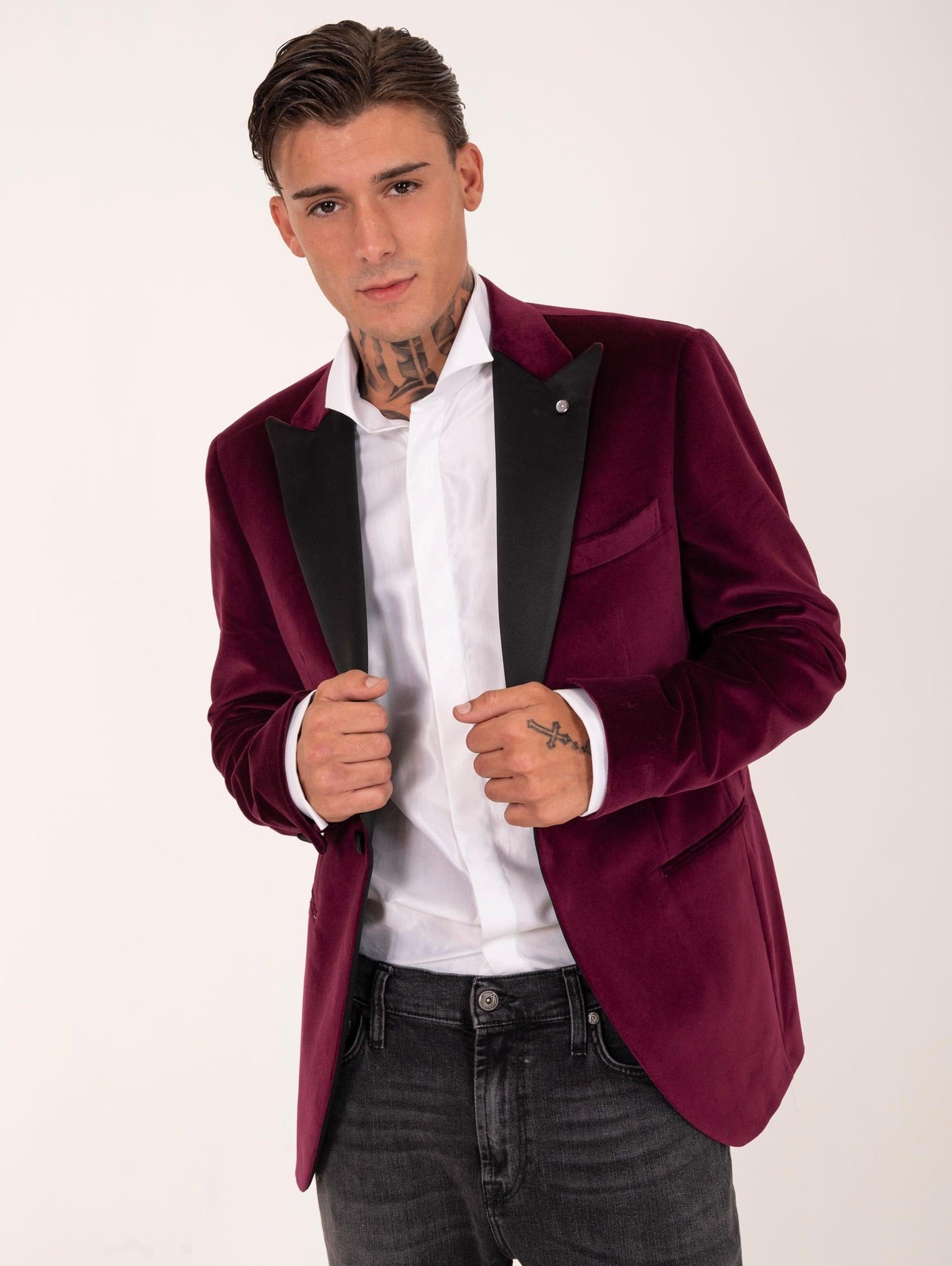 Giacca Smoking Luigi Bianchi Mantova in Velluto Bordeaux