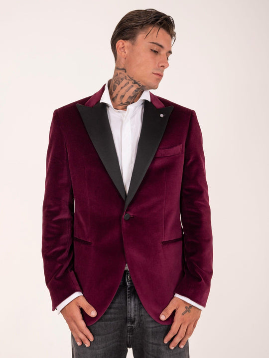 Smokingjacke Luigi Bianchi Mantova aus Bordeauxrotem Samt