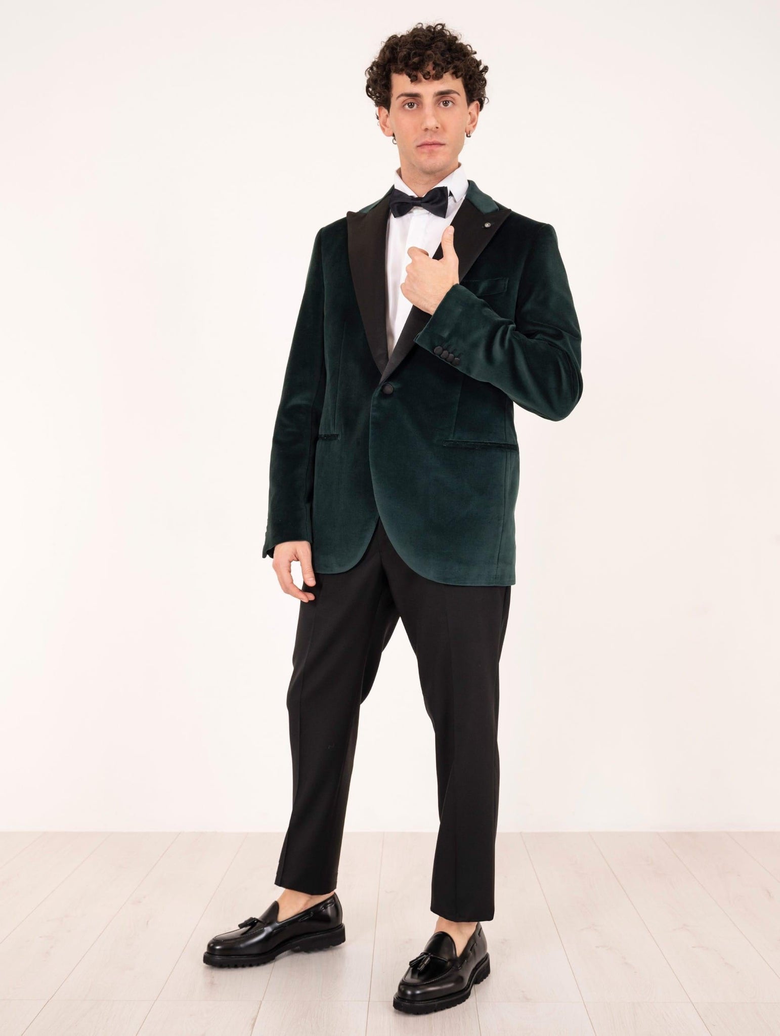 Giacca Smoking Luigi Bianchi Mantova in Velluto Verde
