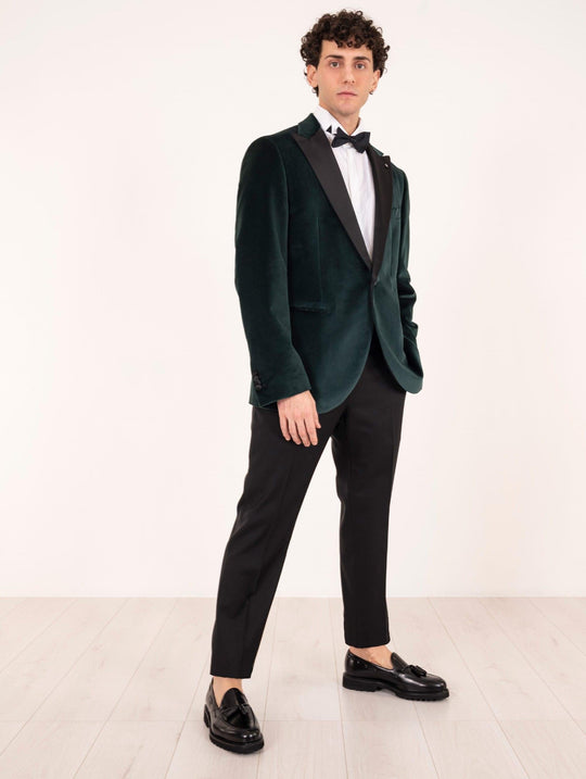 Smokingjacke Luigi Bianchi Mantova aus grünem Samt
