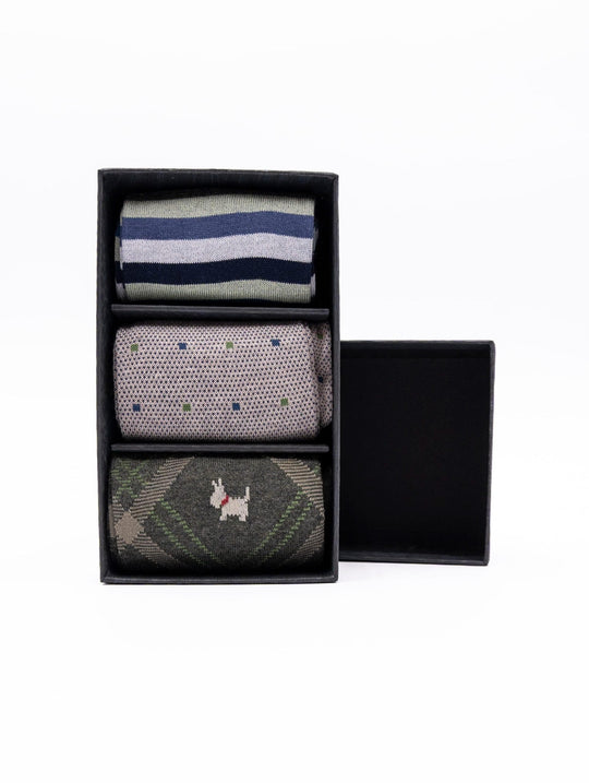 Gift Box of 3 Marcoliani Milano Socks in Patterned Pima Cotton