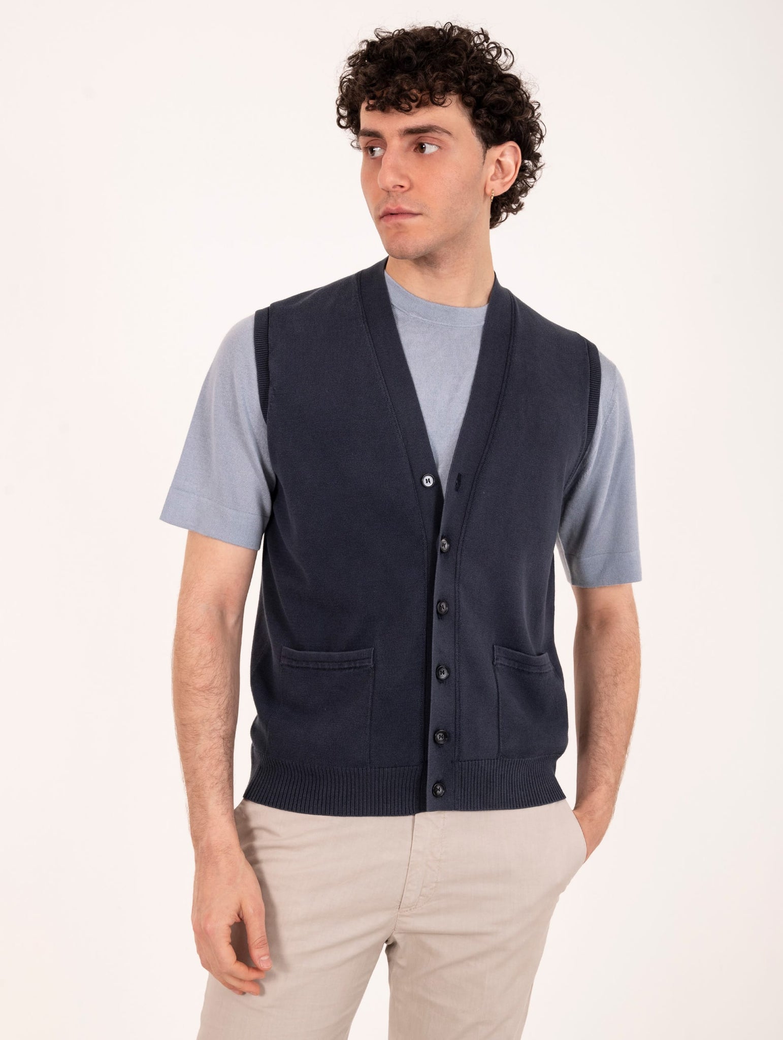 Gilet Alpha Studio in Cotone Navy