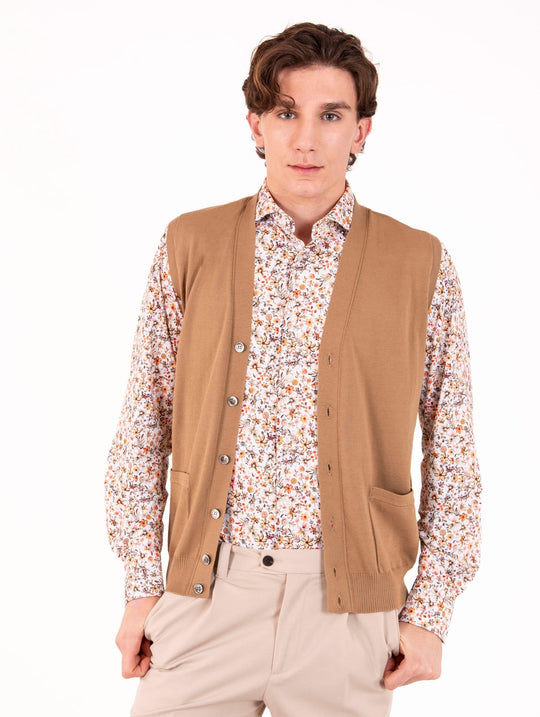Gilet Alpha Studio in Cotone Sabbia