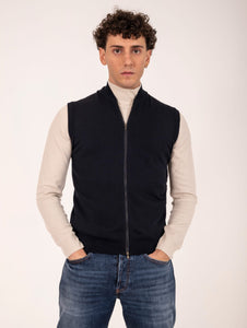 Gilet Alpha Studio in Lana Merinos Blu Notte