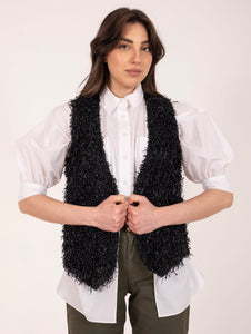 Gilet Alysi in Rafia e Lino Nero