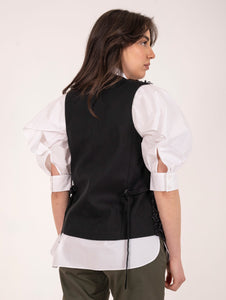 Gilet Alysi in Rafia e Lino Nero