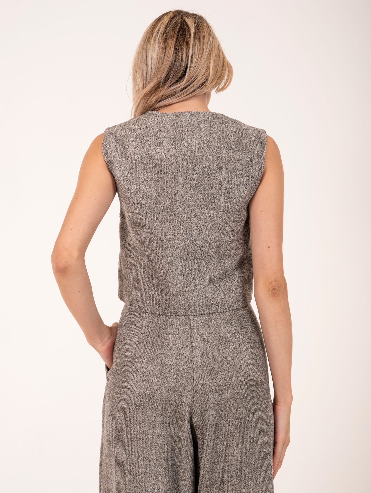 Gilet Alysi in Velluto Melange Grigio