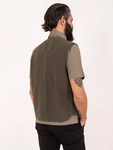 Gilet Capalbio in Cotone e Lino Verde Militare