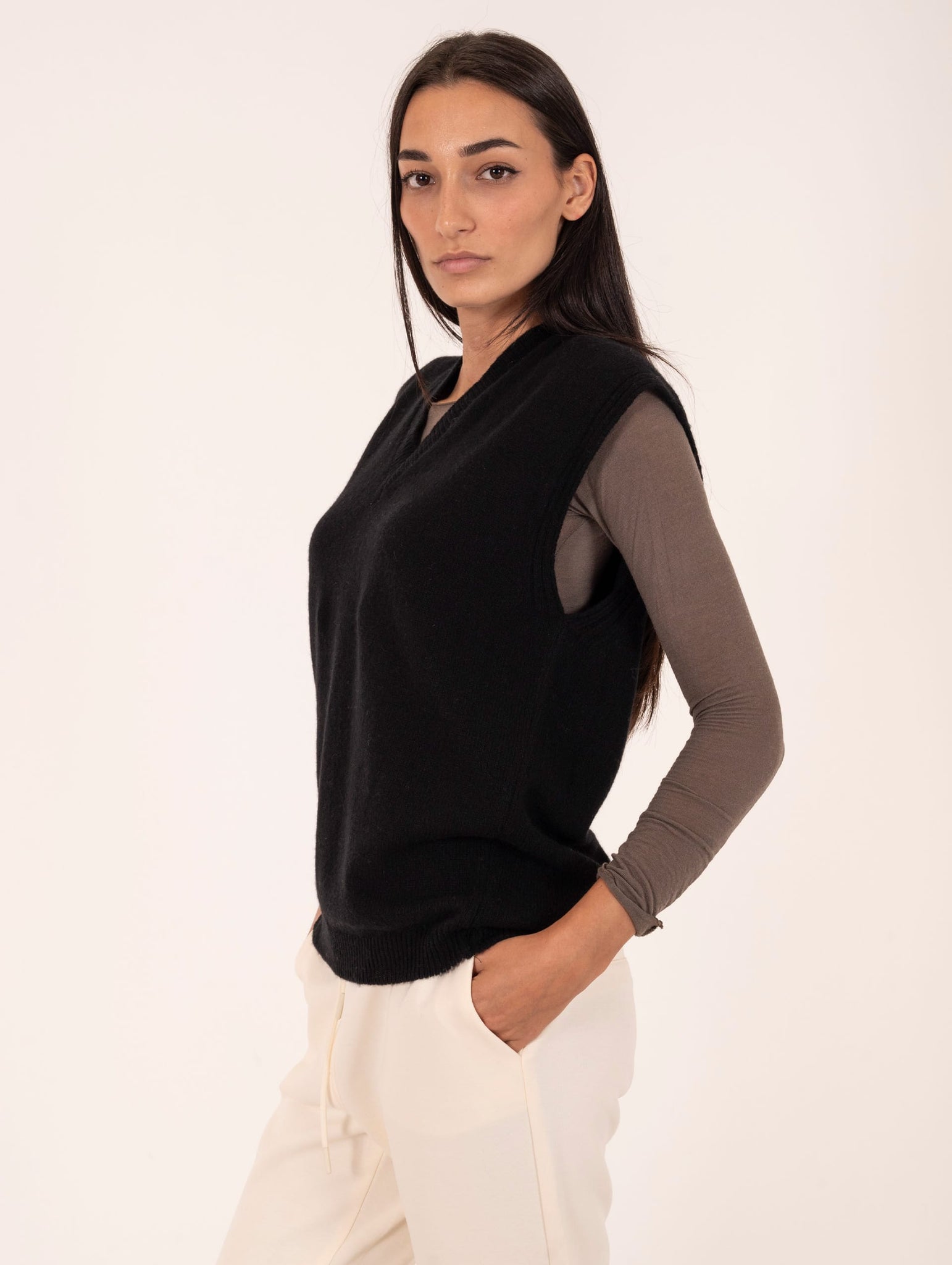 Gilet Daniele Fiesoli in Cashmere Nero