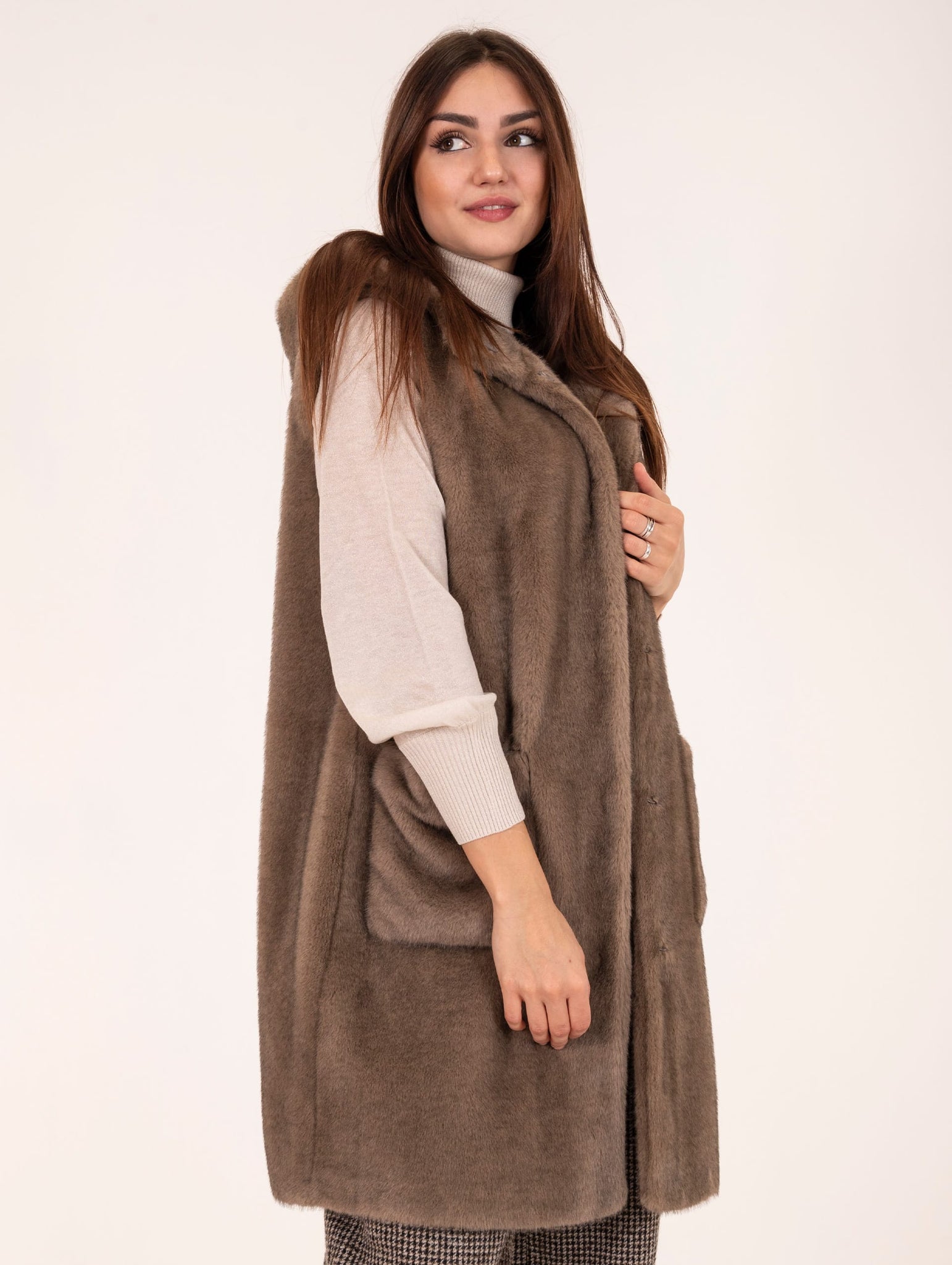 Gilet Eco Pelliccia Leon e Loulou Moka