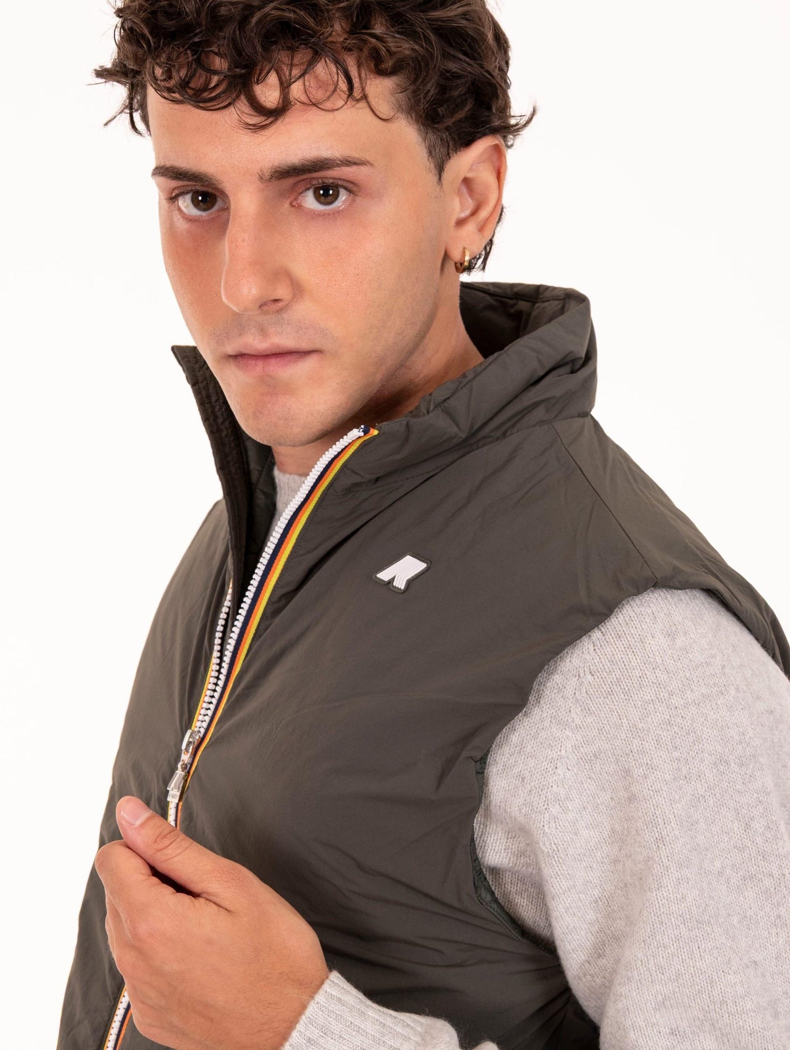 Gilet Valen K-Way in Tessuto Tecnico Verde Militare