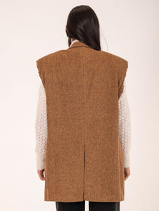 Gilet Vintage Roy Roger's in Lana Harris Tweed Cammello Melange