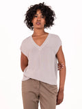 Gilet White Wise in Maglia Lurex Argento