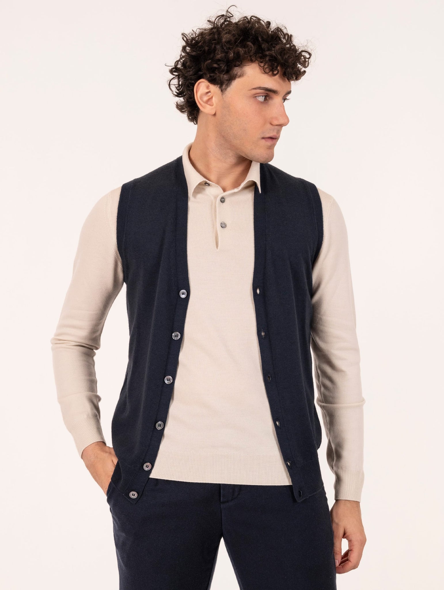 Gilet Zanieri in Lana Merycash Navy