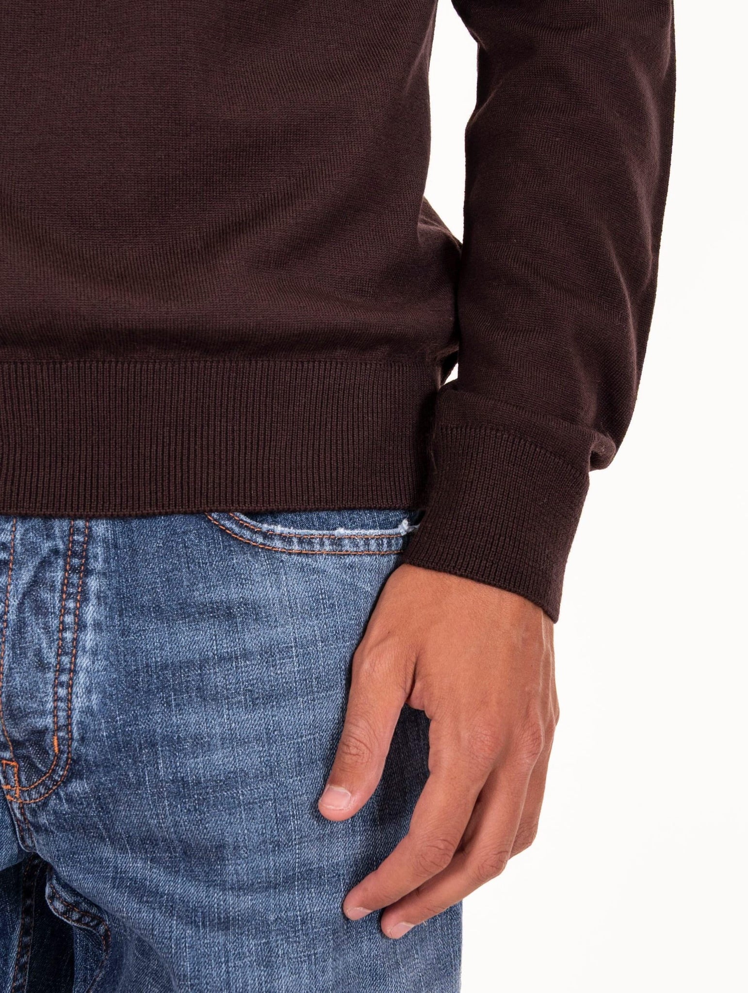 Girocollo Alpha Studio in Lana Merinos Extrafine Testa di Moro