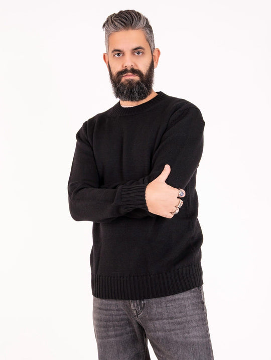 Girocollo Alpha Studio in Lana Merinos Nero