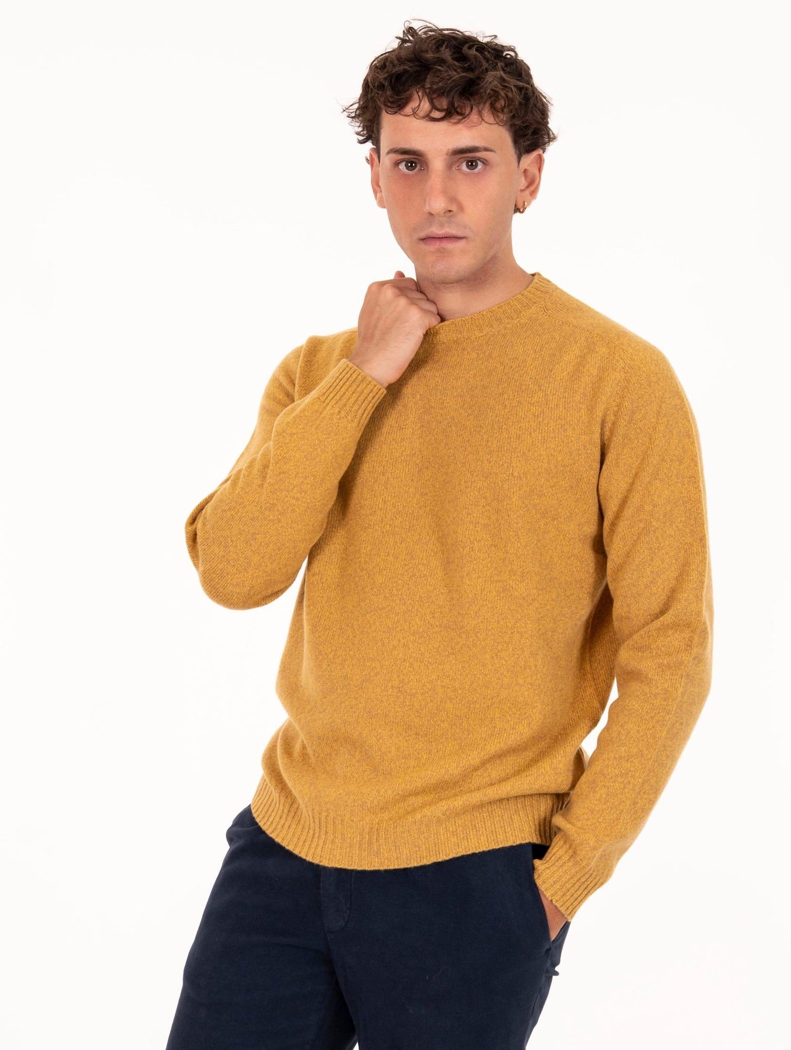 Girocollo Zanieri in Lana Cashmere Ocra Melange