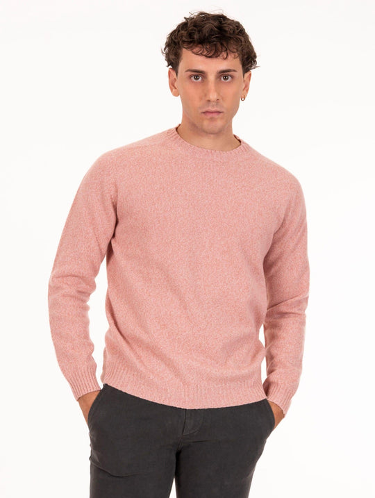 Zanieri Crew Neck in Pink Melange Cashmere Wool