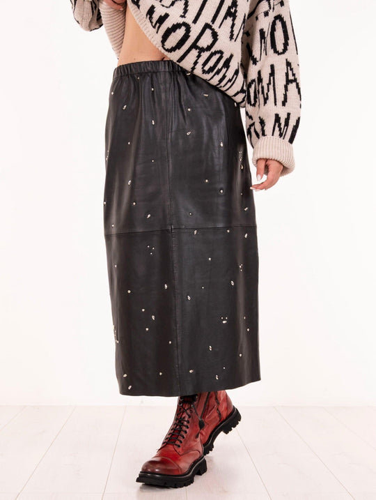 Fancy Skirt Alysi in Black Leather