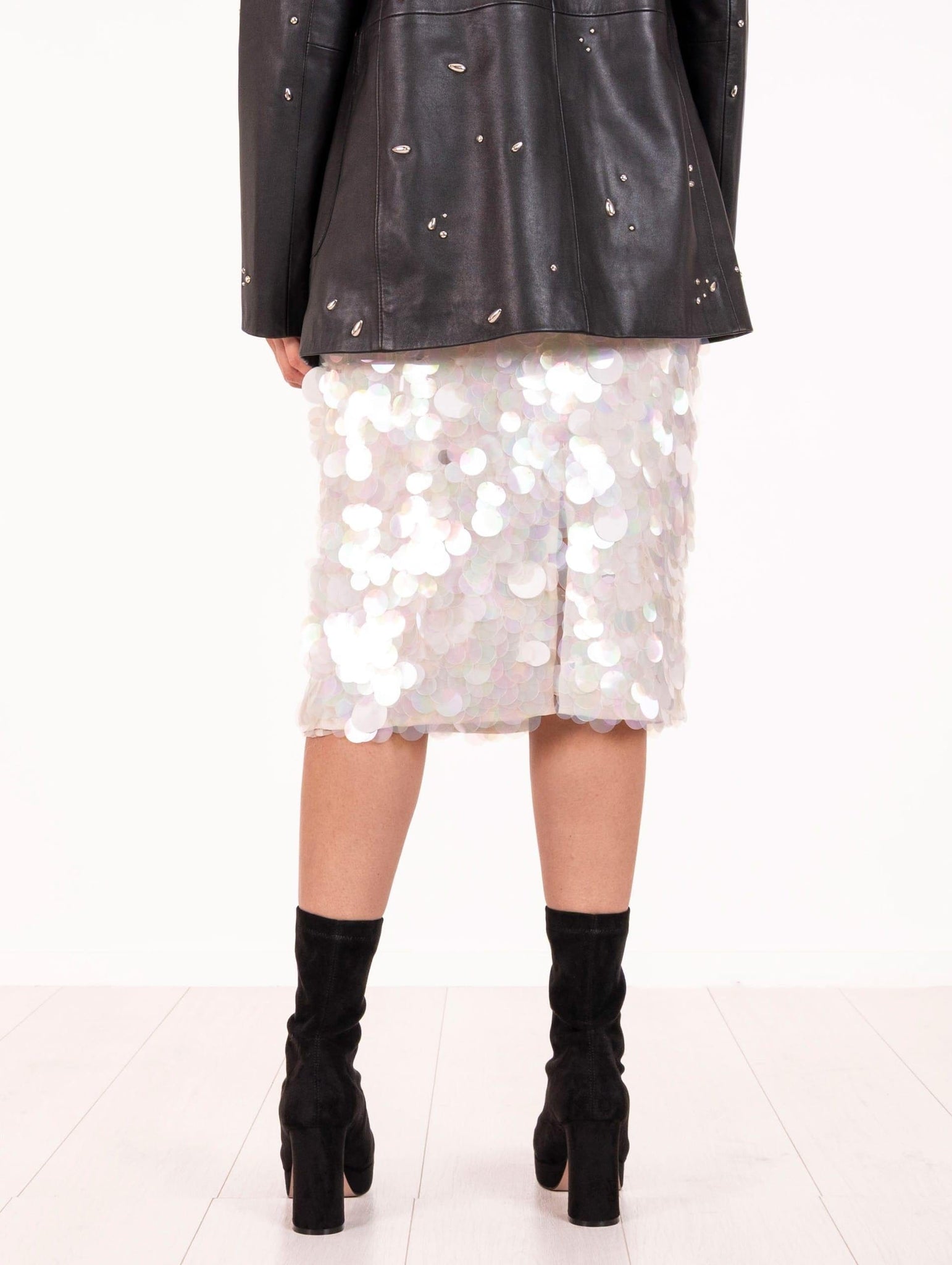 Gonna Midi Circus Hotel Macro Paillettes Bianca