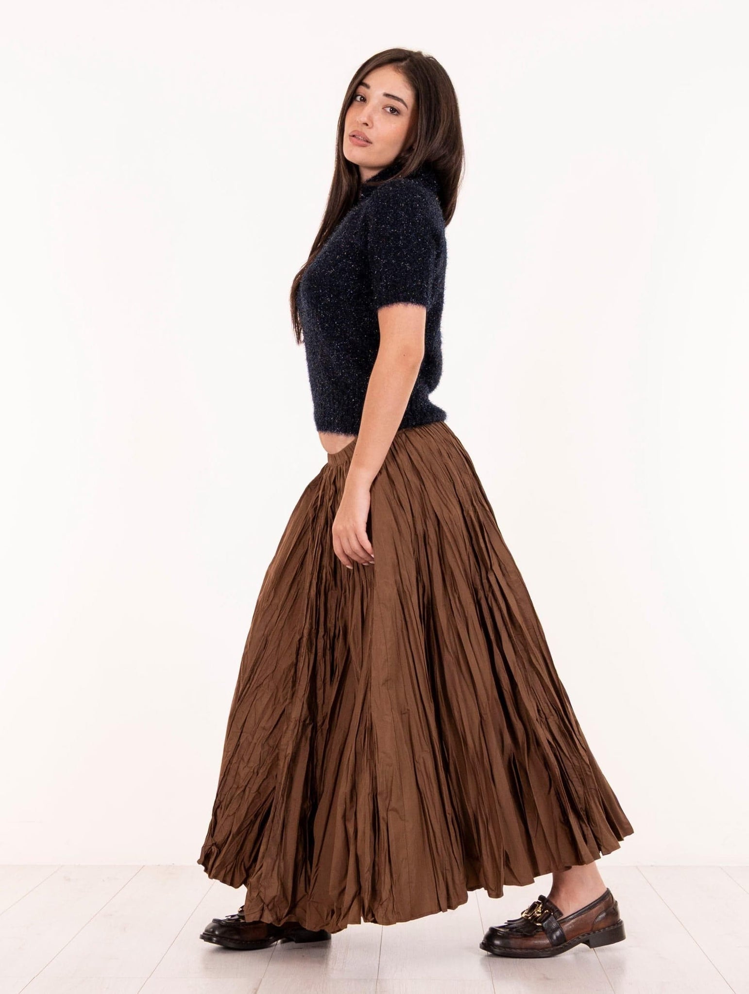 Gonna Midi Meimeij Goffrata Marrone