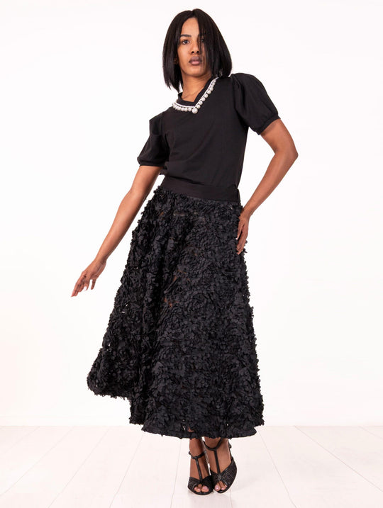 Gonna Petali White Sand Nera