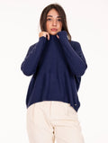 Boxy-Pullover White Wise aus Wolle und Viskose Blau