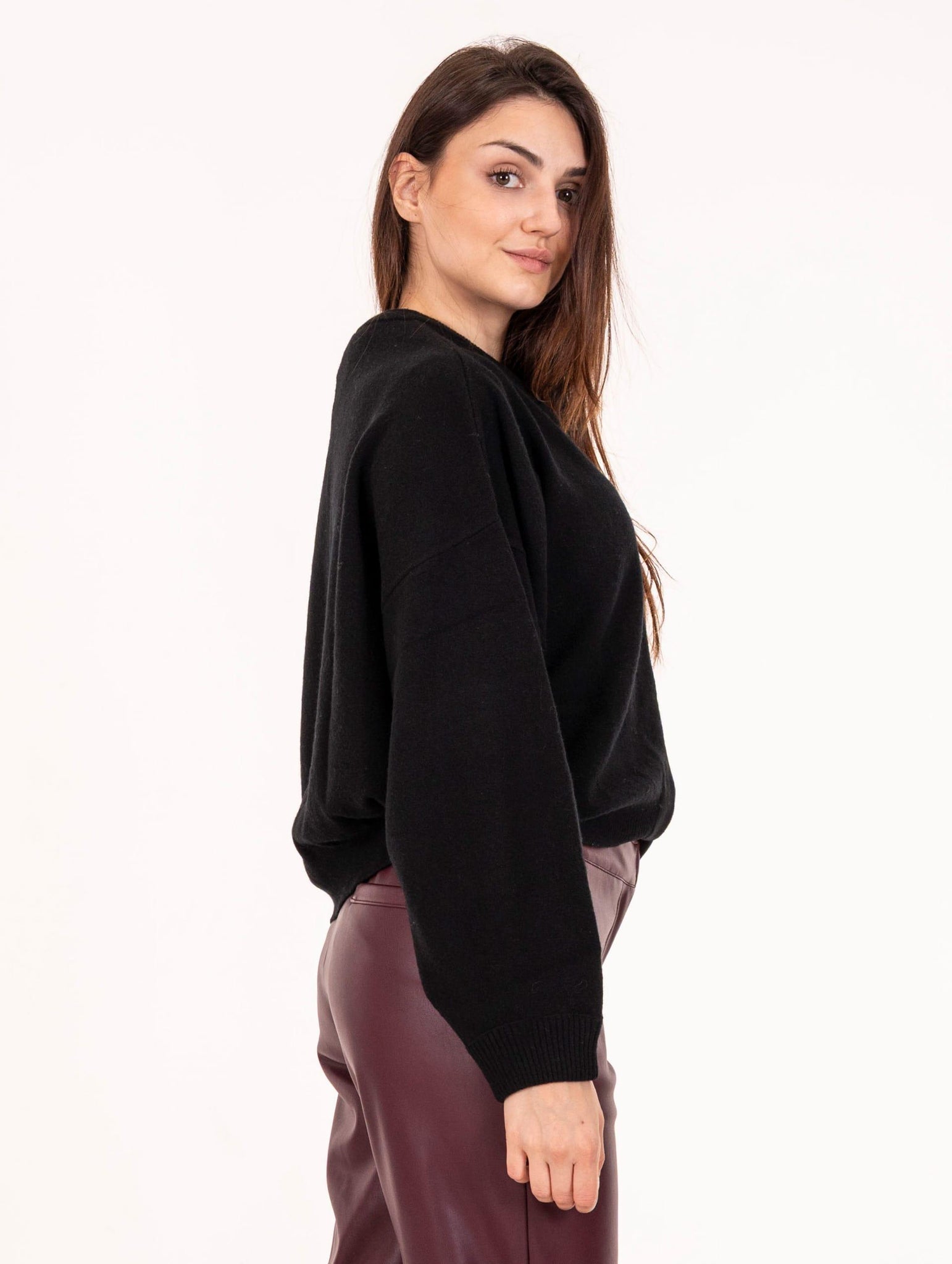 Cardigan Bomber Alysi in Pura Lana Nero 265405A5045NE Alysi