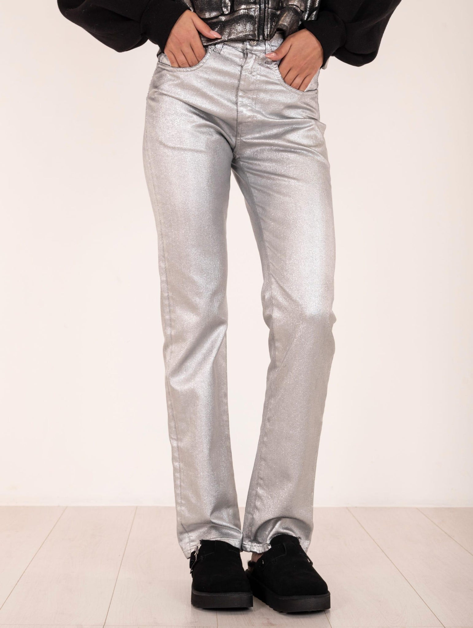 Pantalone Circus Hotel in Cotone Laminato Argento H4WY05Z07-0 Circus Hotel