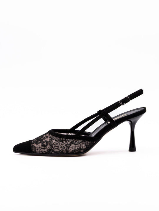 Decollete Lara May Tattoo in Suede Nero