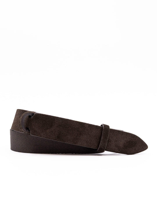 Cintura Orciani Nobuckle in Suede e Tessuto Testa di Moro