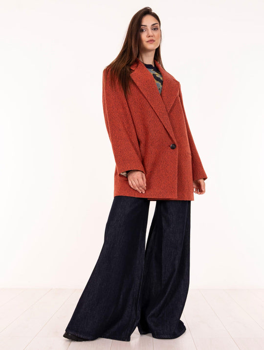 Maxi Blazer Alysi in Pure Virgin Wool Orange