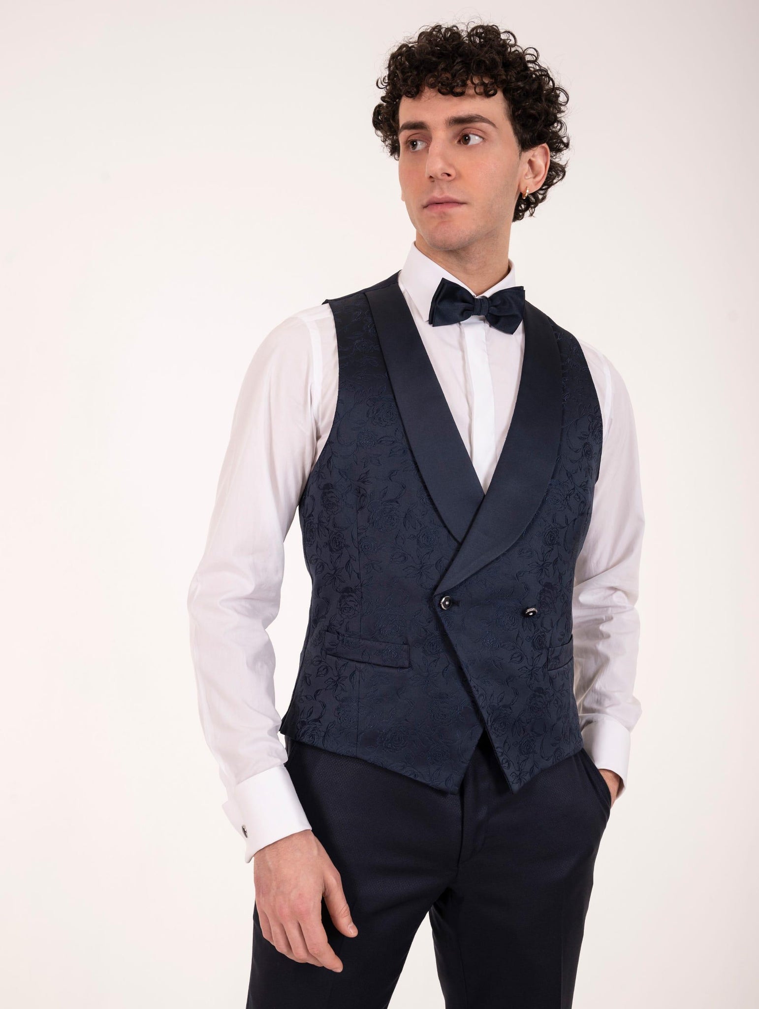 Gilet da Cerimonia Luigi Bianchi Mantova con Ricamo Floreale Blu 13604100102 Luigi Bianchi Mantova