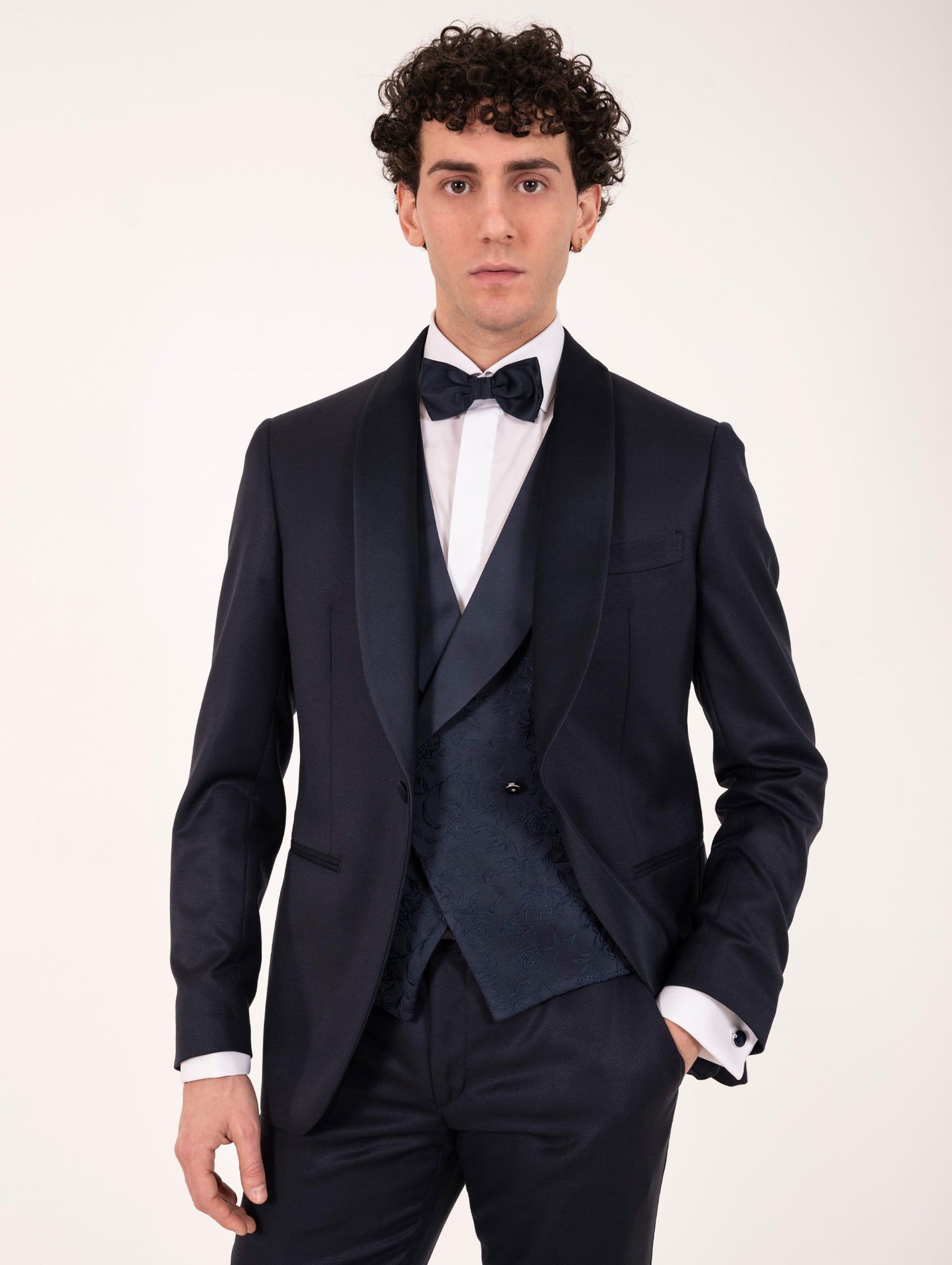 Gilet da Cerimonia Luigi Bianchi Mantova con Ricamo Floreale Blu 13604100102 Luigi Bianchi Mantova