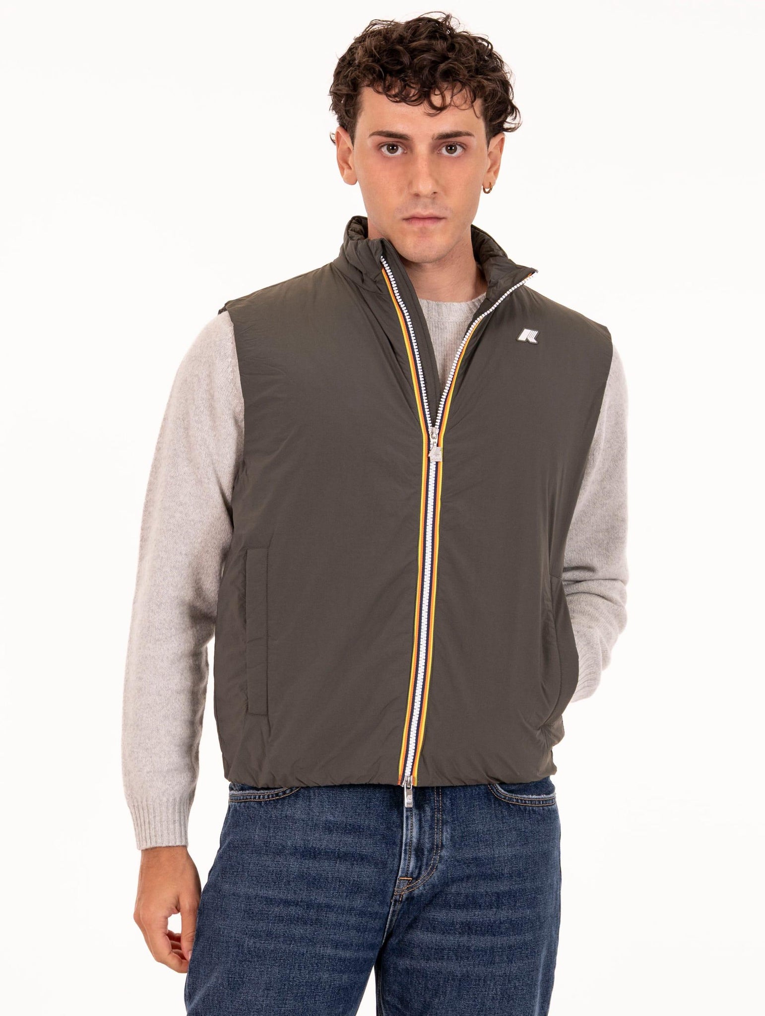 Gilet Valen K-Way in Tessuto Tecnico Verde Militare K2136BWWMR K-Way