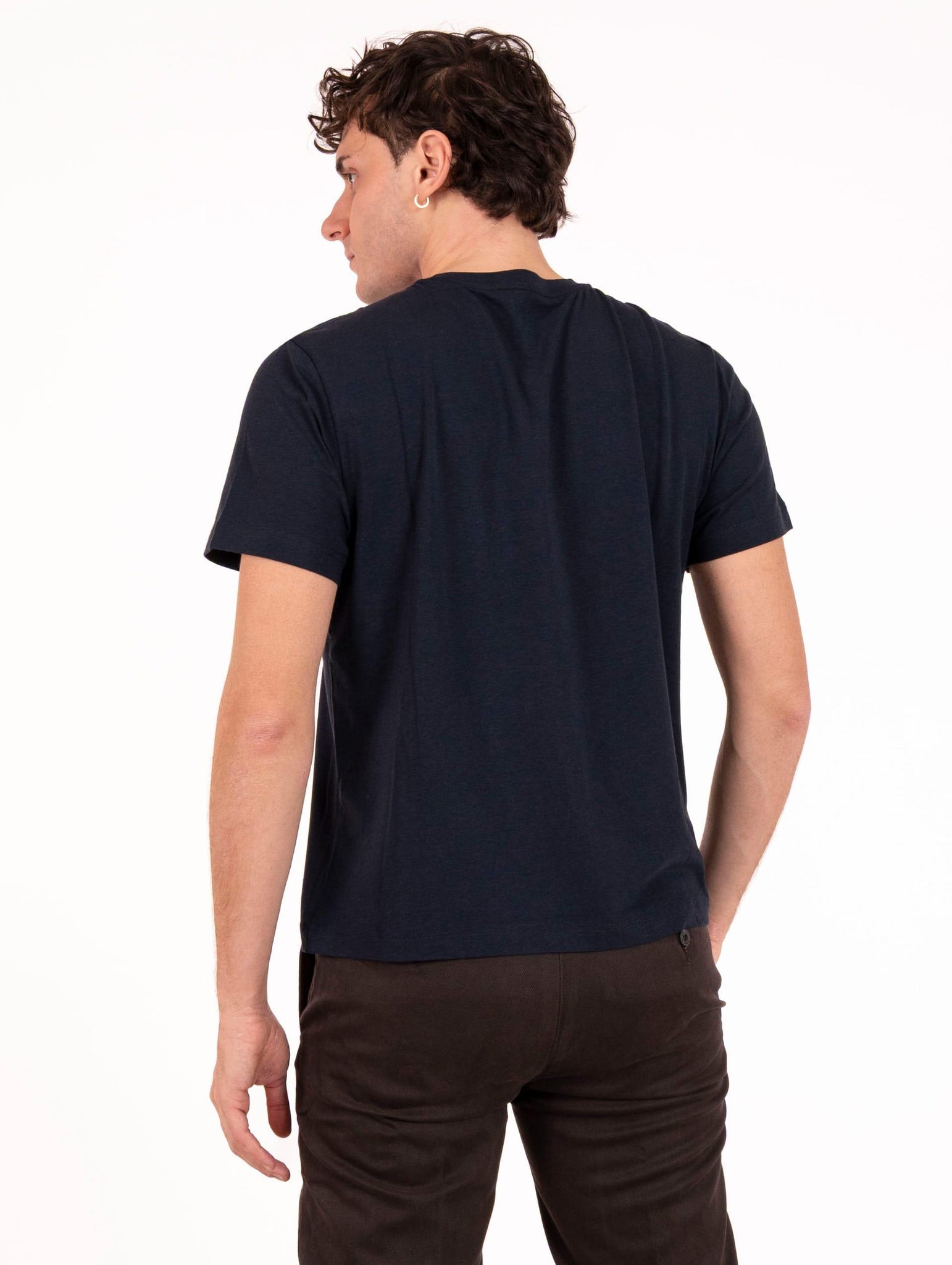 T-Shirt Devore in Cotone, Lana e Seta Navy DT3-800-SAM0394 Devore