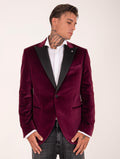 Luigi Bianchi Mantova Velvet Bordeaux Tuxedo Jacket