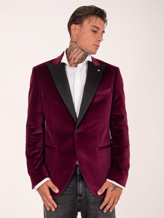 Luigi Bianchi Mantova Velvet Bordeaux Tuxedo Jacket