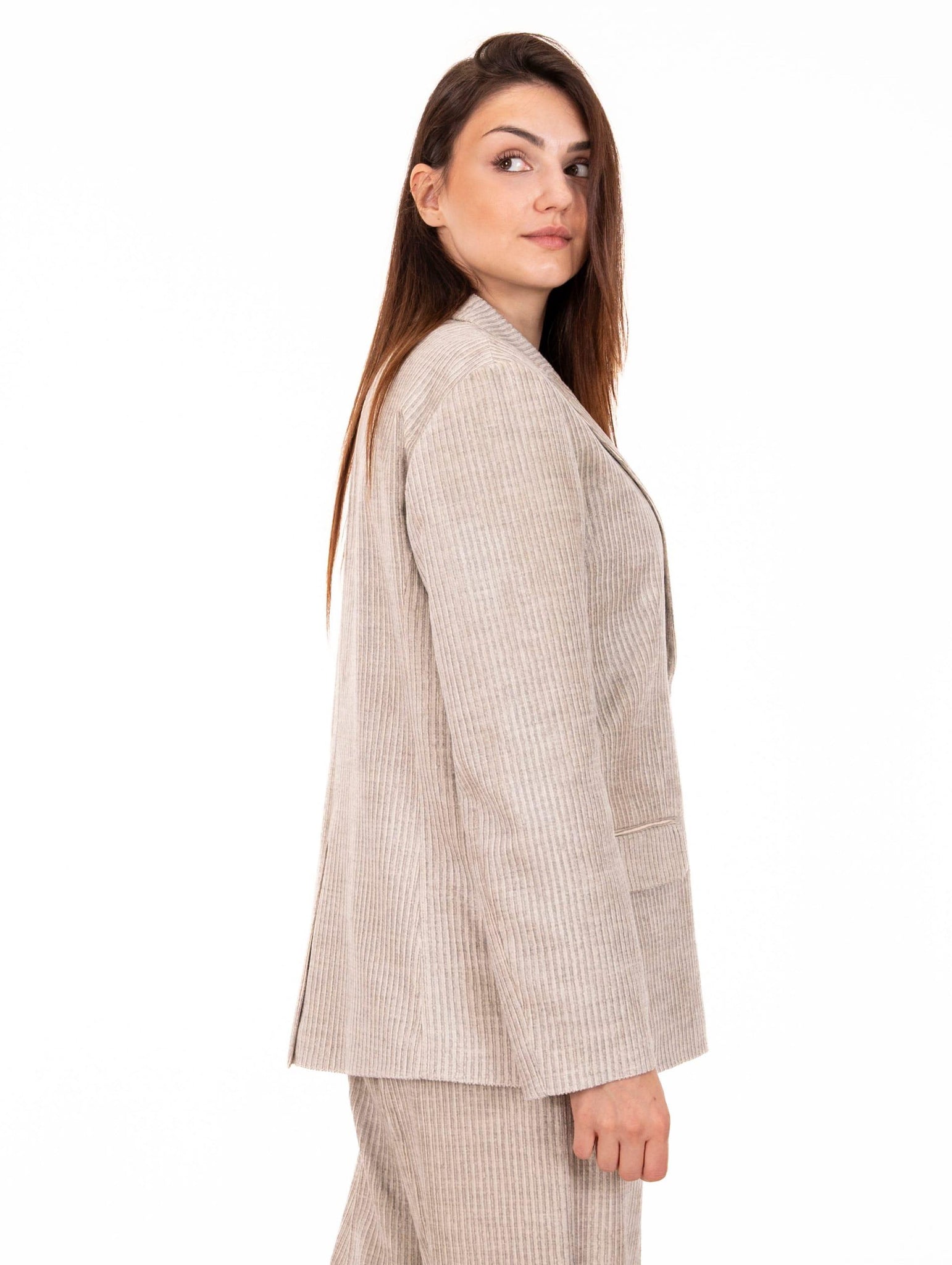 Giacca Monopetto Alysi in Velluto di Viscosa a Coste Grigio 165816A5053PERLA Alysi