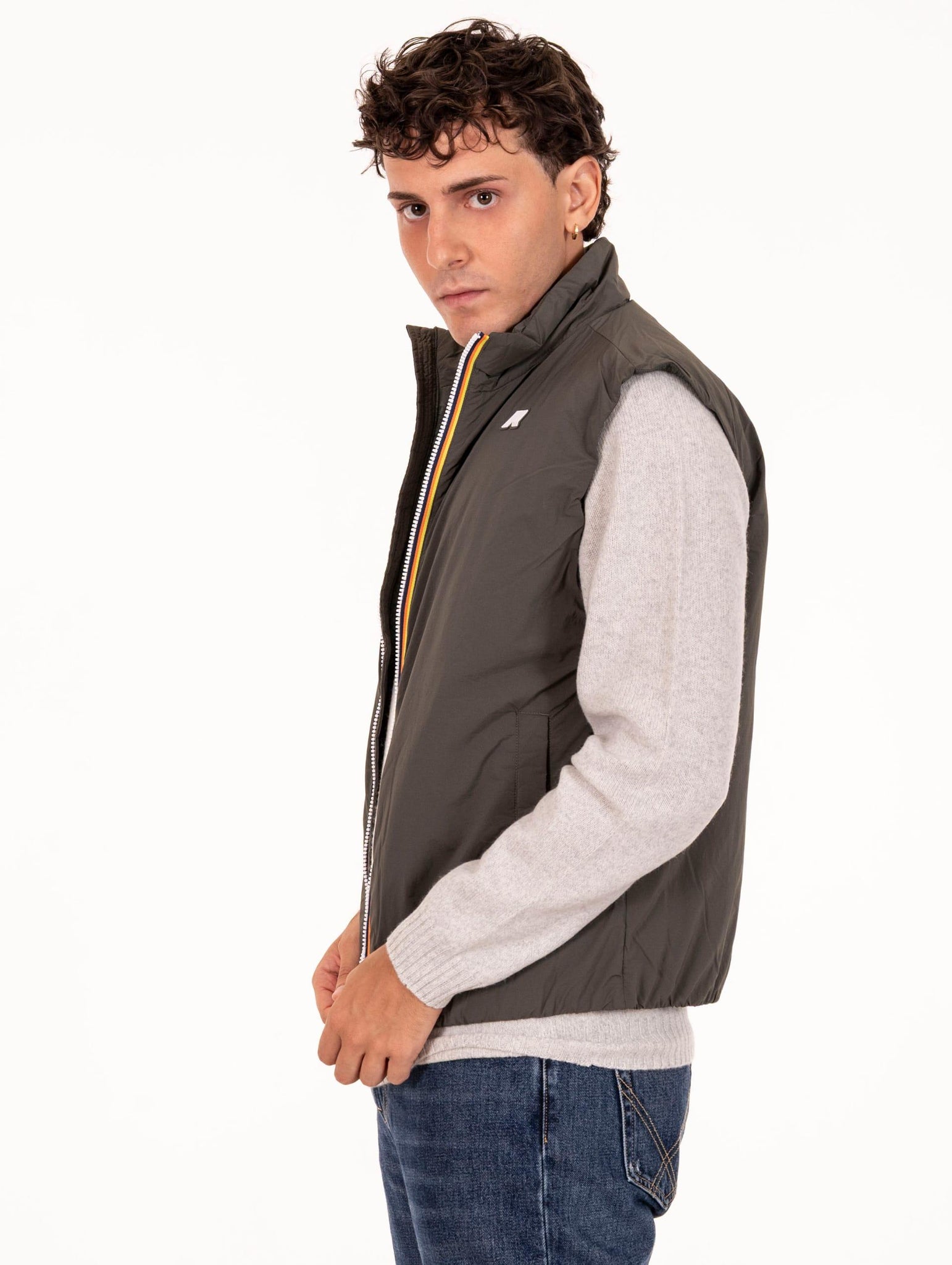 Gilet Valen K-Way in Tessuto Tecnico Verde Militare K2136BWWMR K-Way