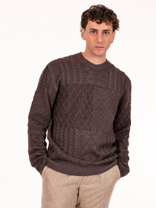 Luigi Gentile Crew Neck in Merino Wool Dark Brown
